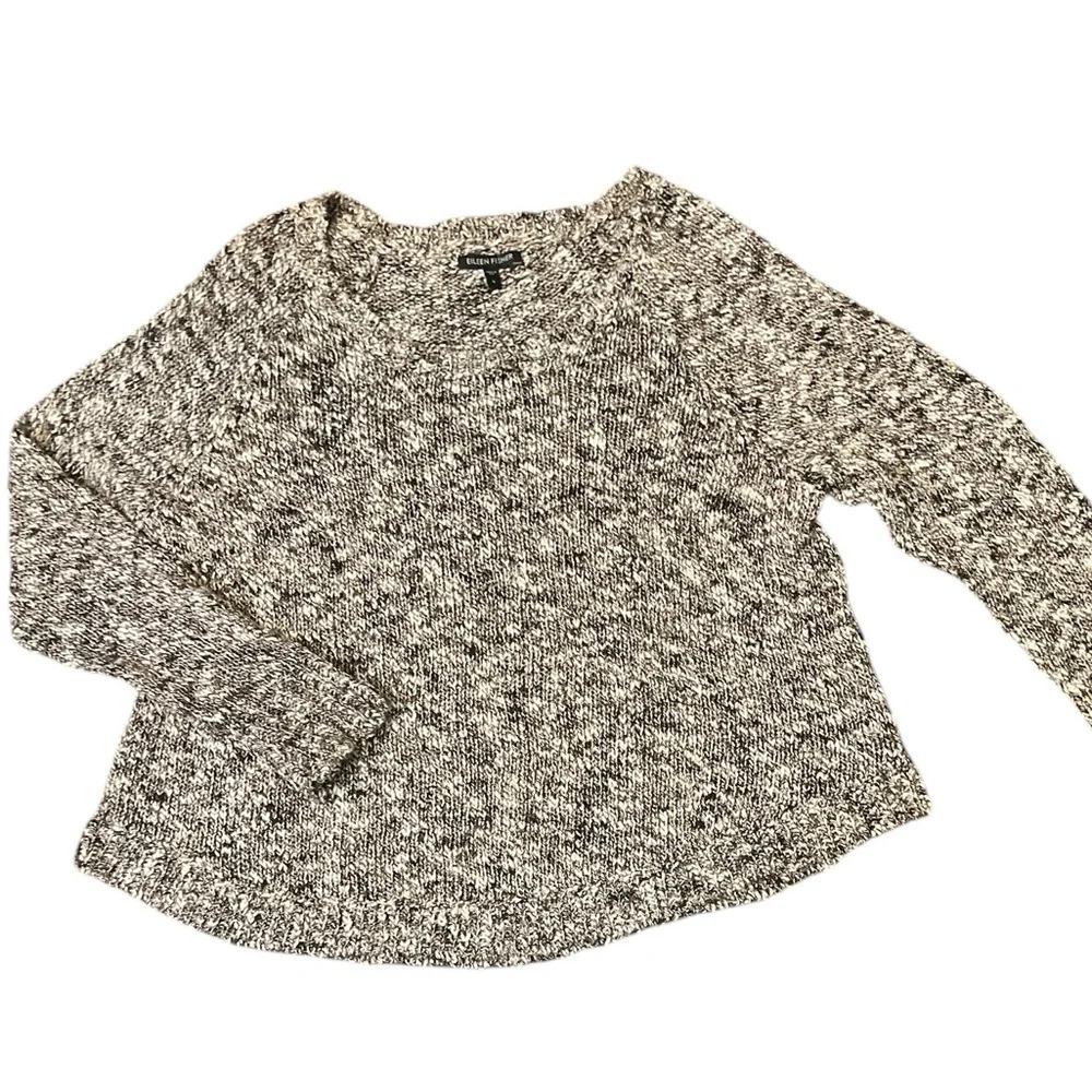 Eileen Fisher Black and White Crew Neck Sweater